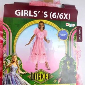 New Wicked Glinda Popular Dress Costume Girls S 6/6X Disguise Pink Movie NIP